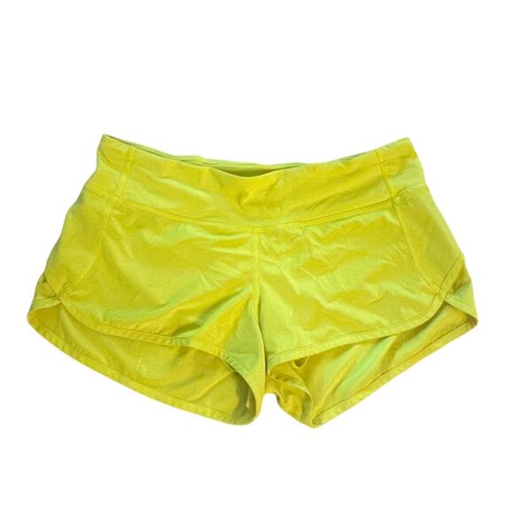 Women 4 Lululemon Speed Up Yellow Running Shorts Lightweight Lined Gym - Picture 1 of 5